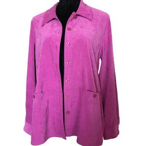 Appleseeds Petites Tunic: Suede-Feeling Smock w/Pockets & Slits Fuscia Size PM